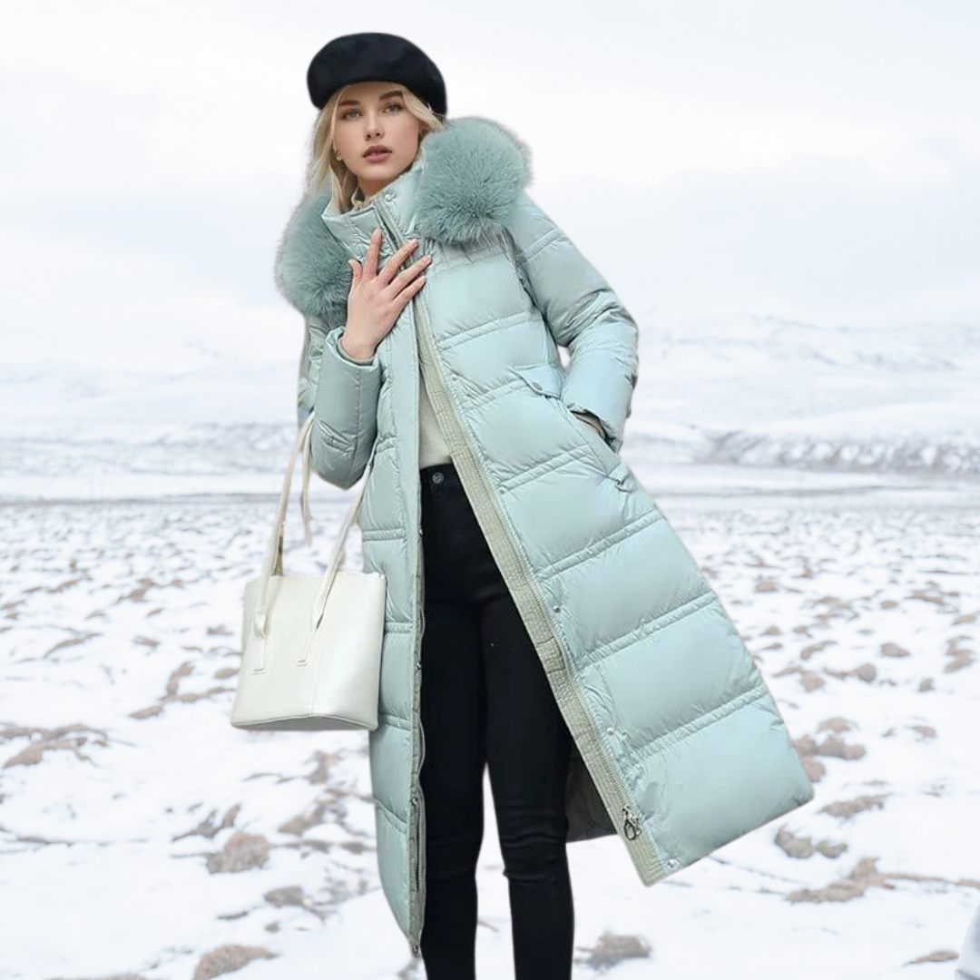 Women’s Longline Faux-Fur Hooded Puffer Coat