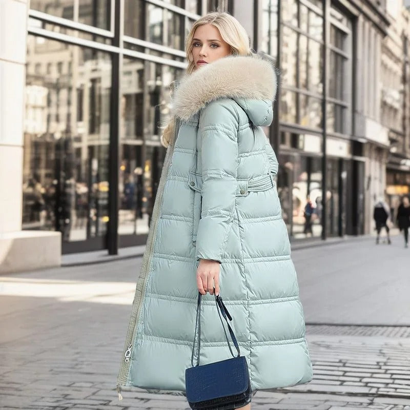 Women’s Longline Faux-Fur Hooded Puffer Coat