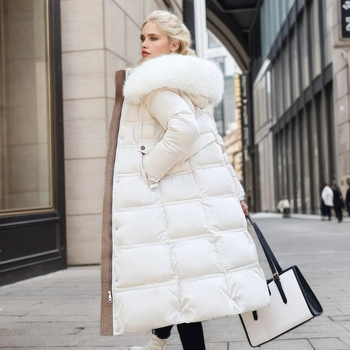 Women’s Longline Faux-Fur Hooded Puffer Coat