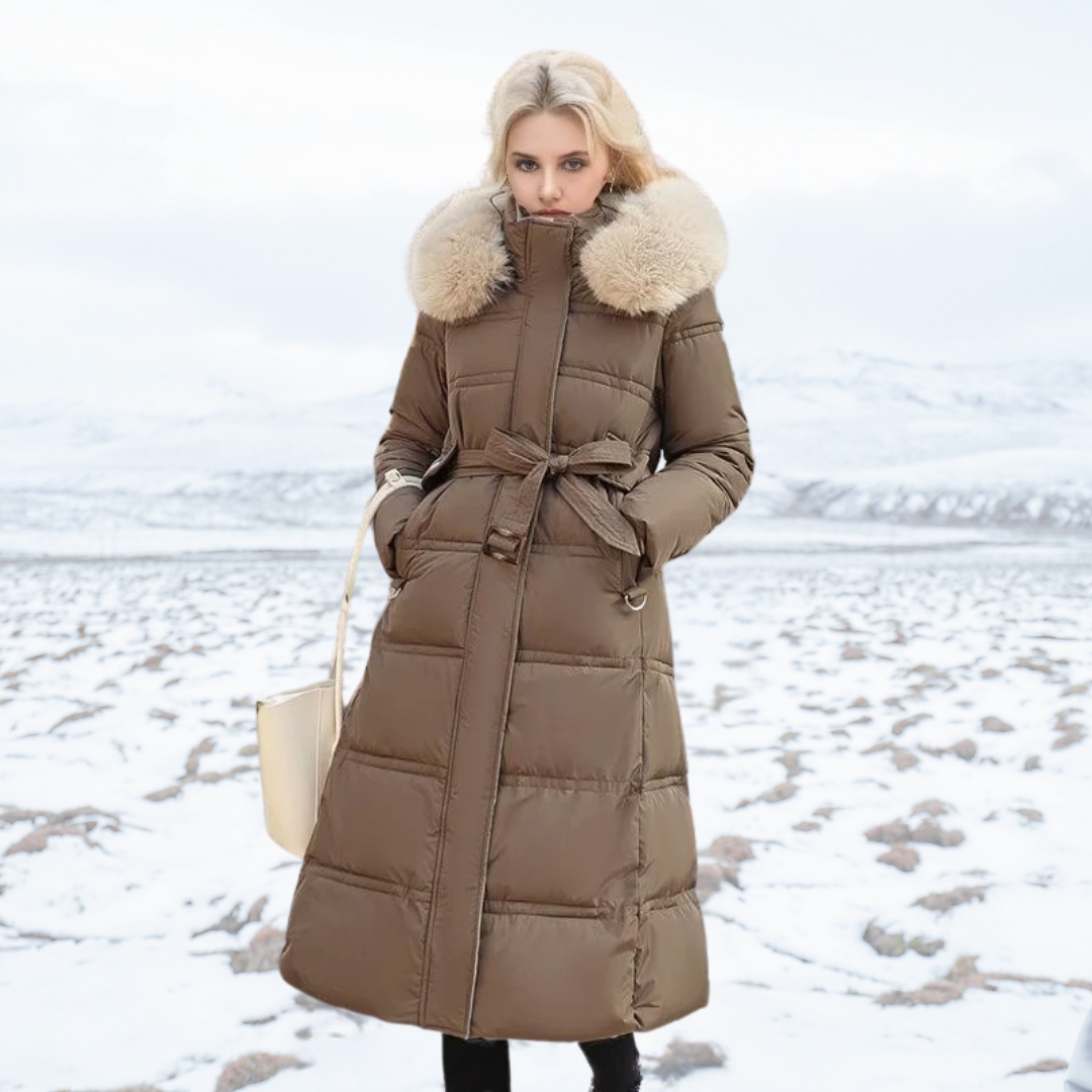 Women’s Longline Faux-Fur Hooded Puffer Coat