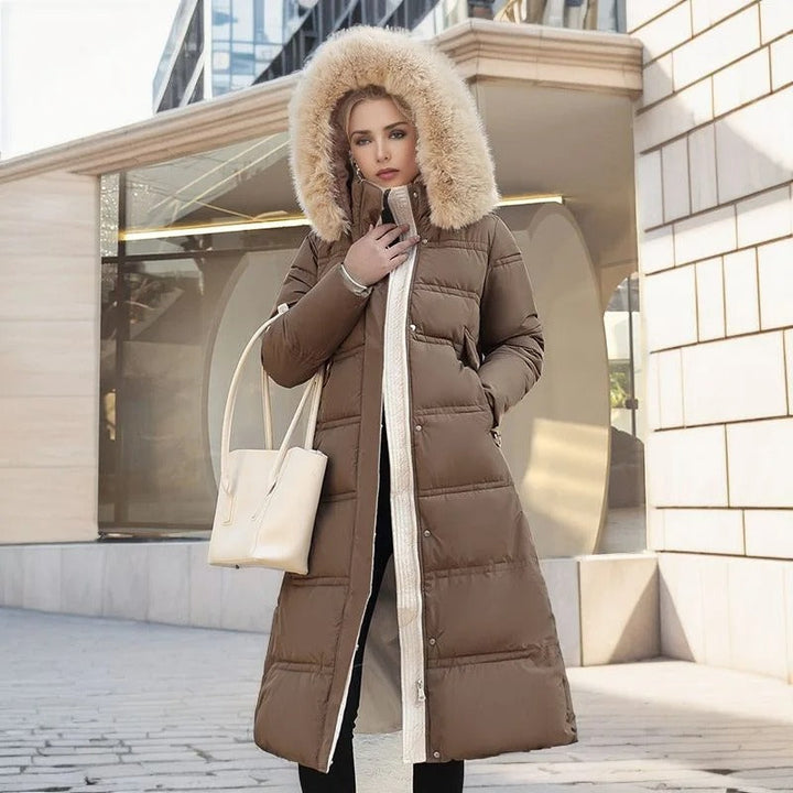 Women’s Longline Faux-Fur Hooded Puffer Coat