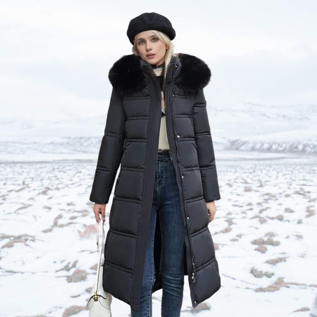 Women’s Longline Faux-Fur Hooded Puffer Coat