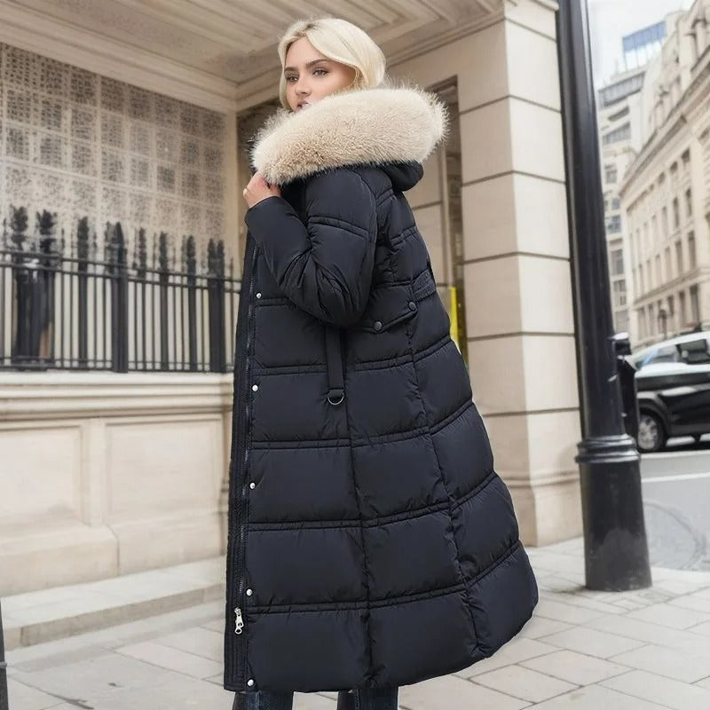 Women’s Longline Faux-Fur Hooded Puffer Coat