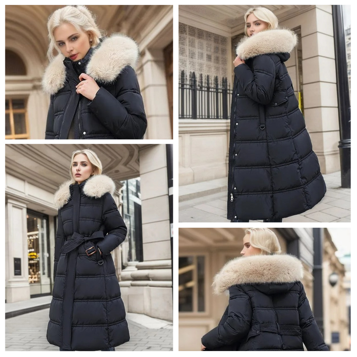 Women’s Longline Faux-Fur Hooded Puffer Coat