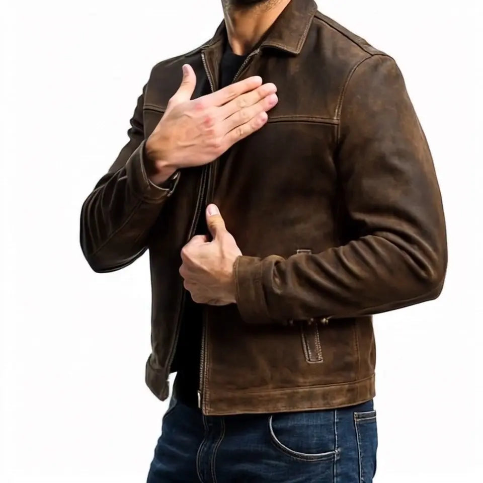 Men’s Vintage-Look Zip-Up Jacket
