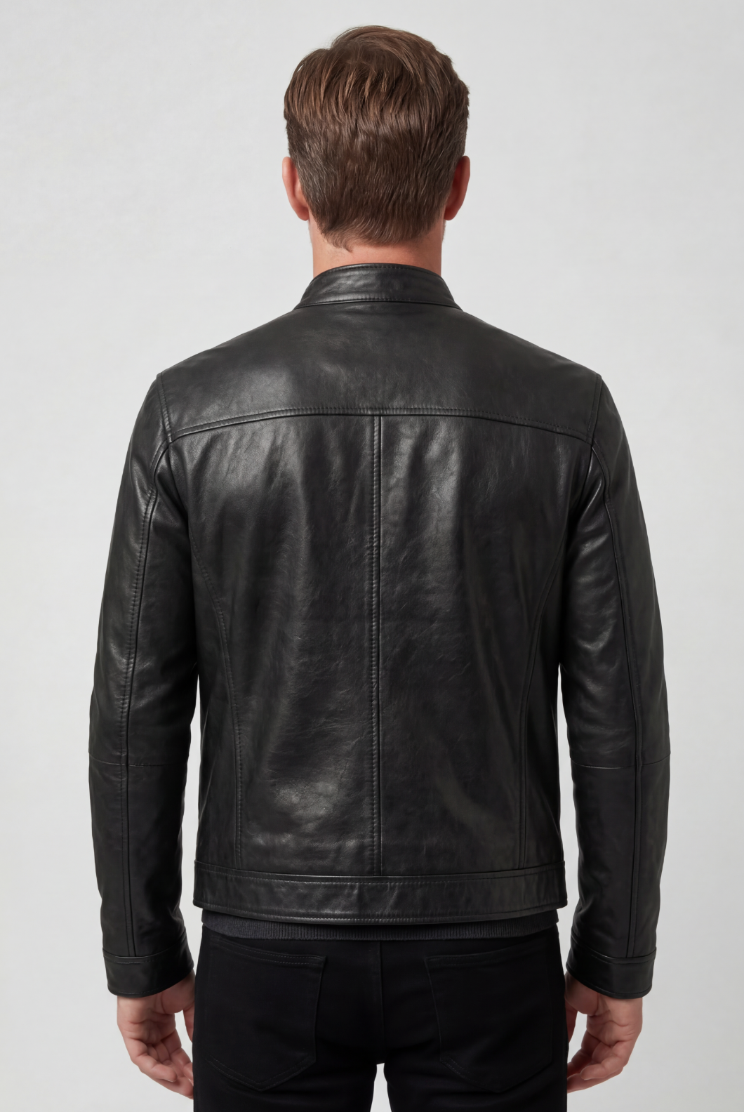 Men’s Multi-Zip Leather-Look Biker Jacket