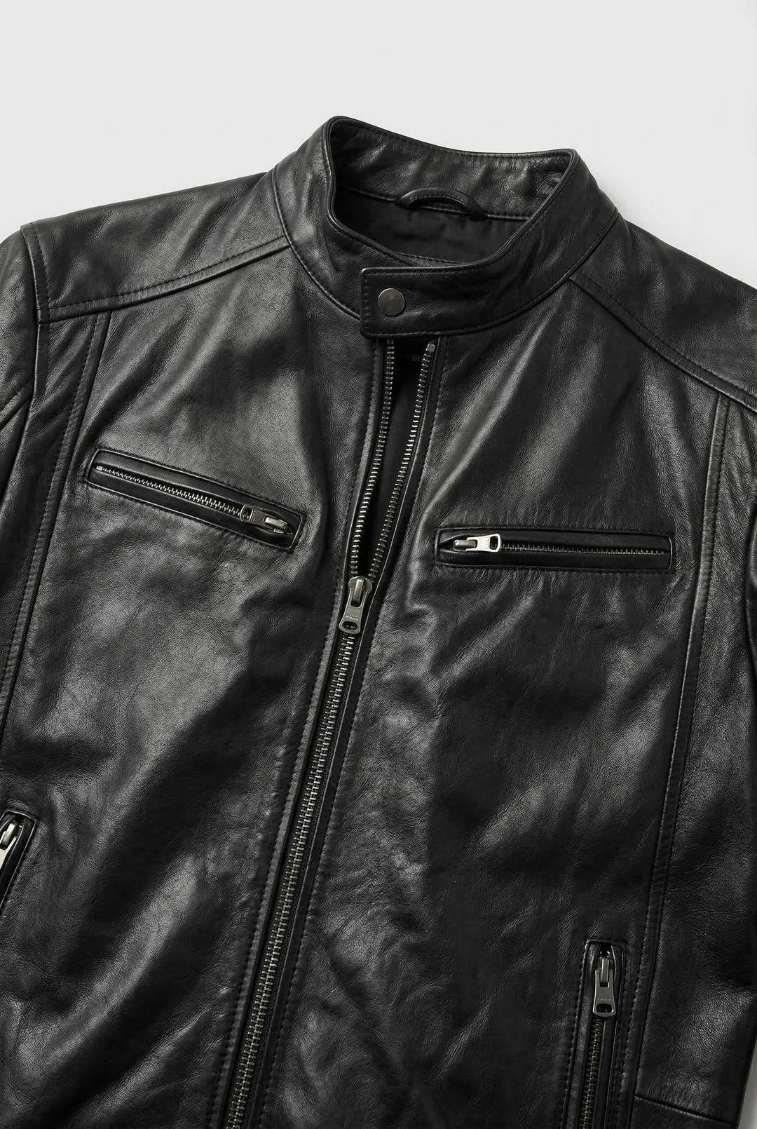Men’s Multi-Zip Leather-Look Biker Jacket