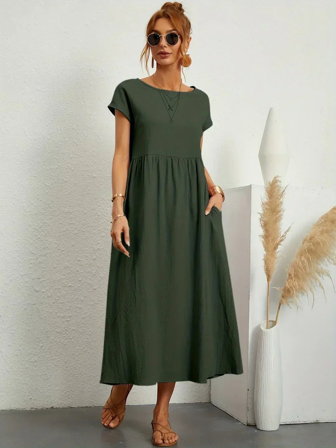 Gabriela™ | Midi fluid dress of timeless elegance