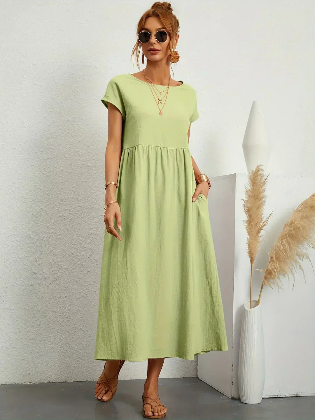 Gabriela™ | Midi fluid dress of timeless elegance