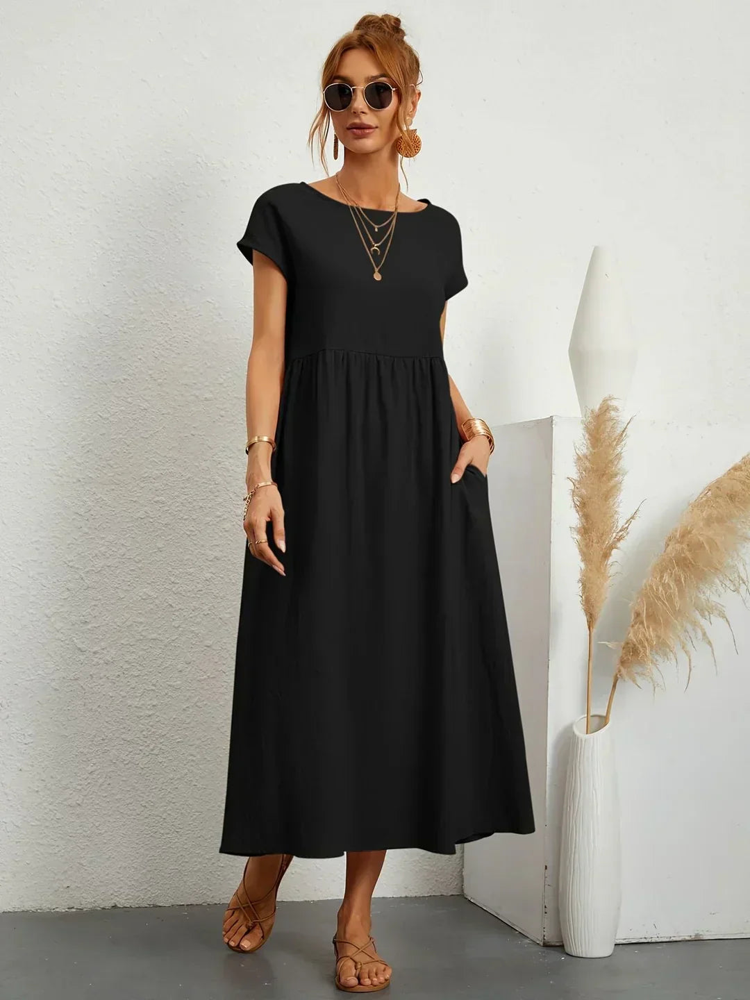 Gabriela™ | Midi fluid dress of timeless elegance
