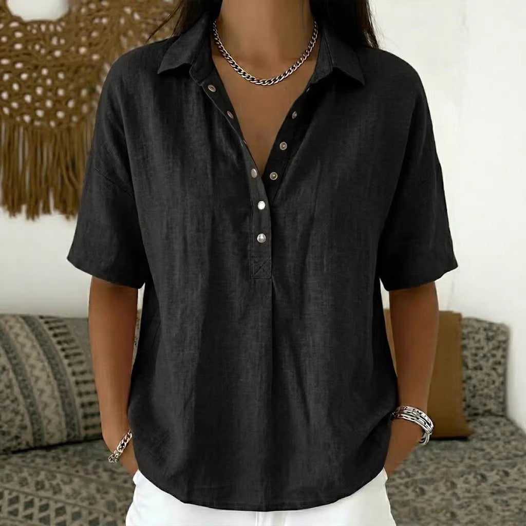 Women’s Button-Up Short-Sleeve Blouse