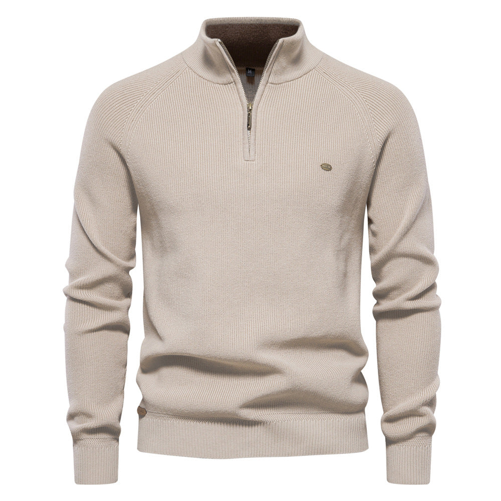 Men’s Ribbed Detail Quarter-Zip Jumper
