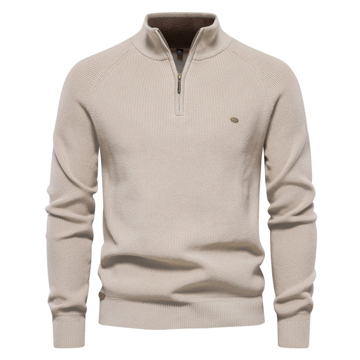 Men’s Ribbed Detail Quarter-Zip Jumper