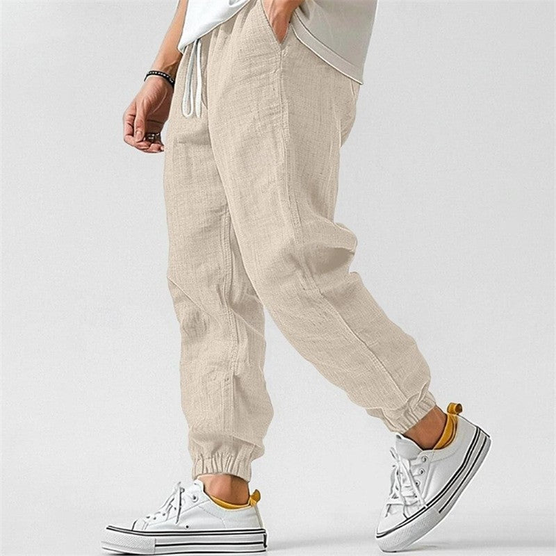 Men’s Linen-Blend Drawstring Joggers