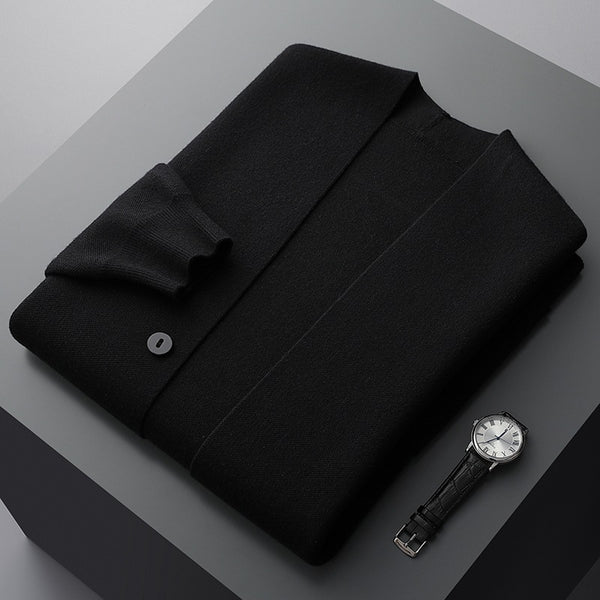 Men’s Striped-Sleeve Button-Up Cardigan