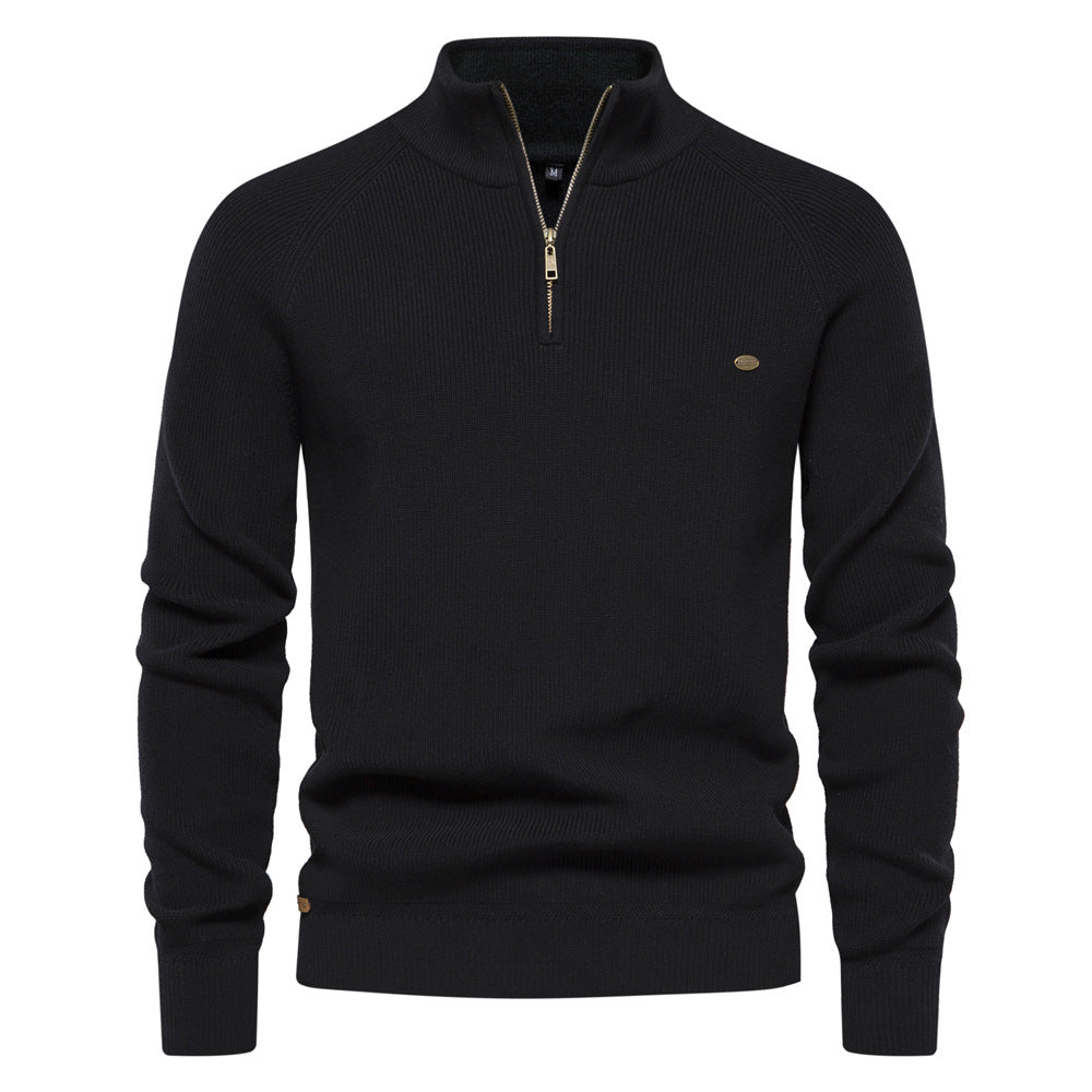 Men’s Ribbed Detail Quarter-Zip Jumper