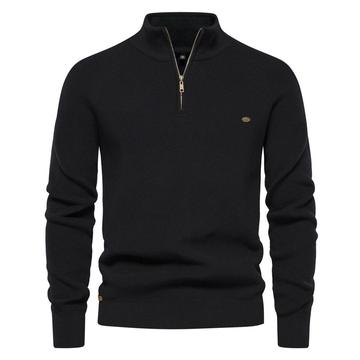 Men’s Ribbed Detail Quarter-Zip Jumper