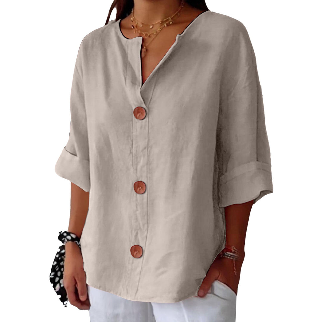 Women’s V-Neck Button-Up Shirt