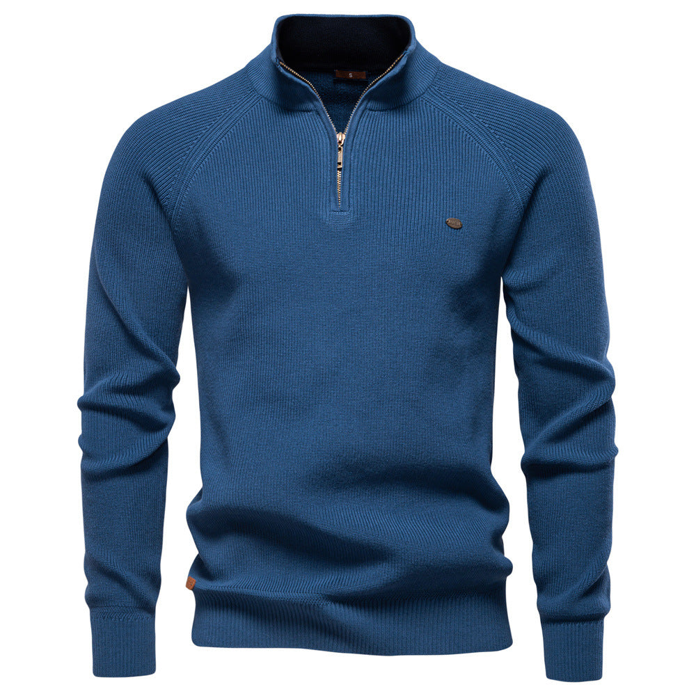 Men’s Ribbed Detail Quarter-Zip Jumper