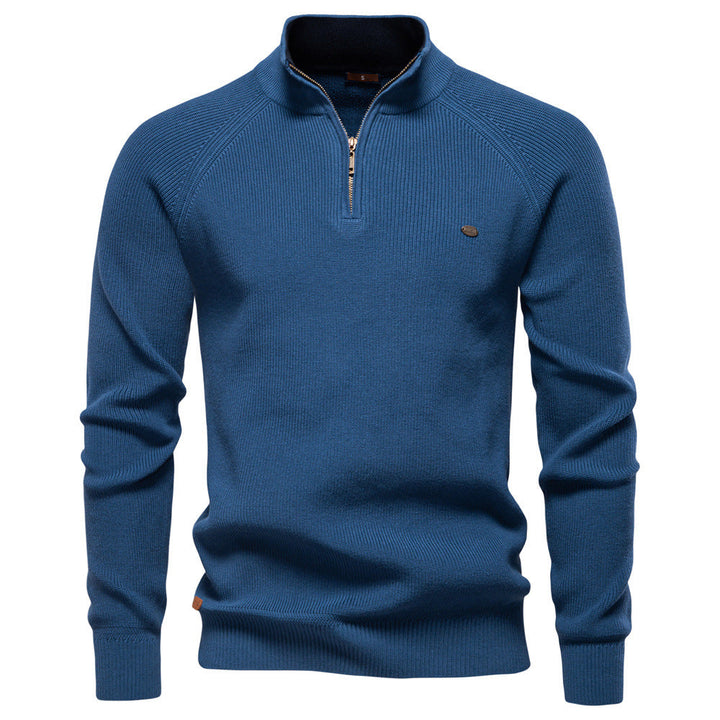 Men’s Ribbed Detail Quarter-Zip Jumper