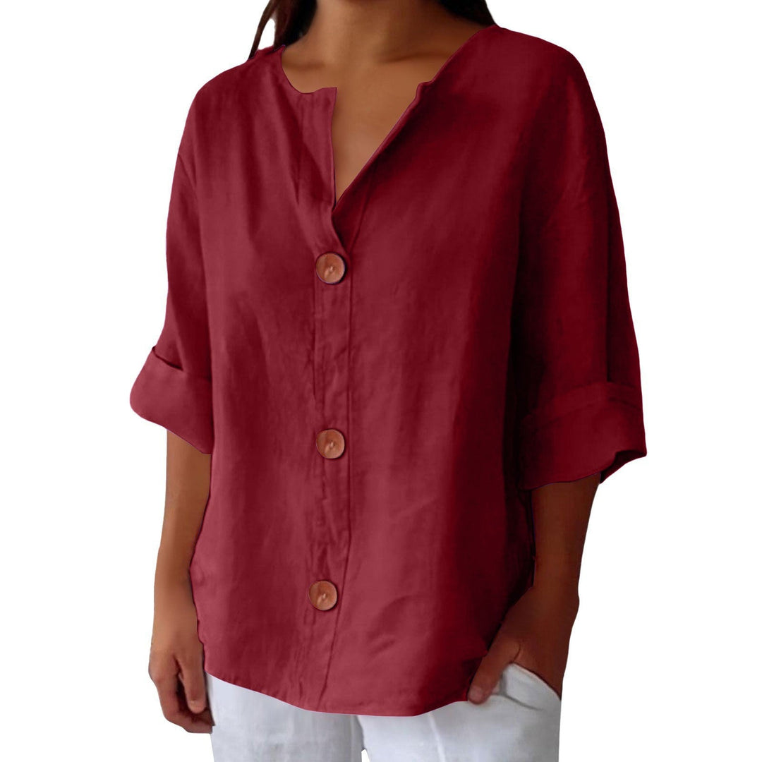Women’s V-Neck Button-Up Shirt