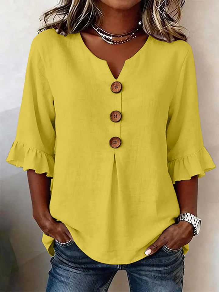 Women’s Button-Front Ruffle-Sleeve Blouse