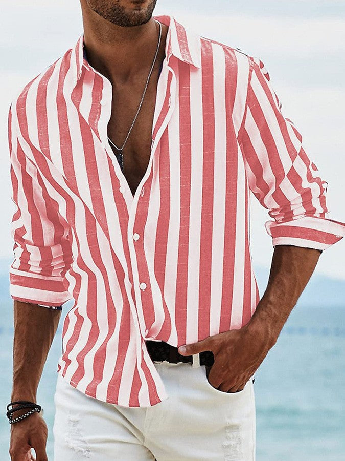 Mens Elegant Wide Striped Shirt