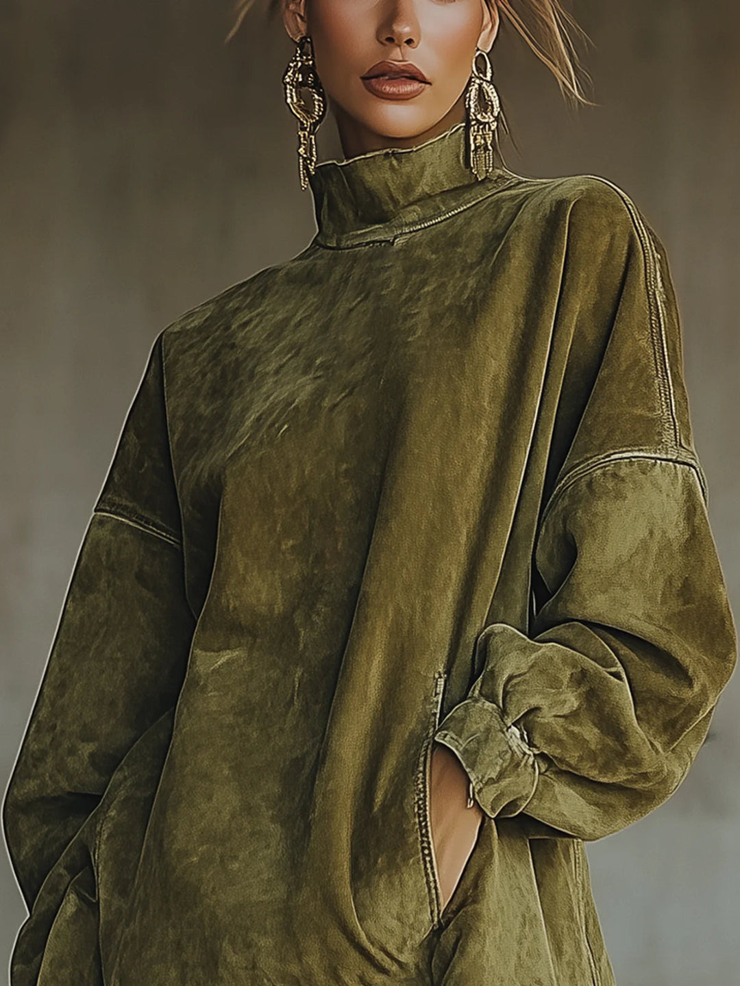 Amalia | Dress with High Collar and Fringes
