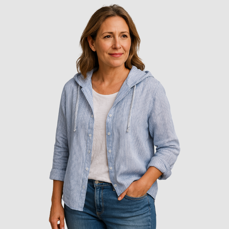 Women’s Lightweight Hooded Button-Up Shirt