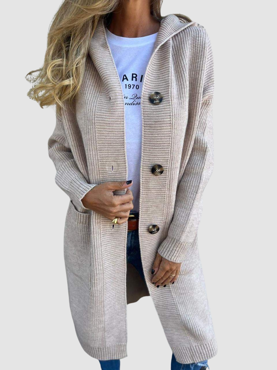 Women’s Longline Hooded Knitted Cardigan