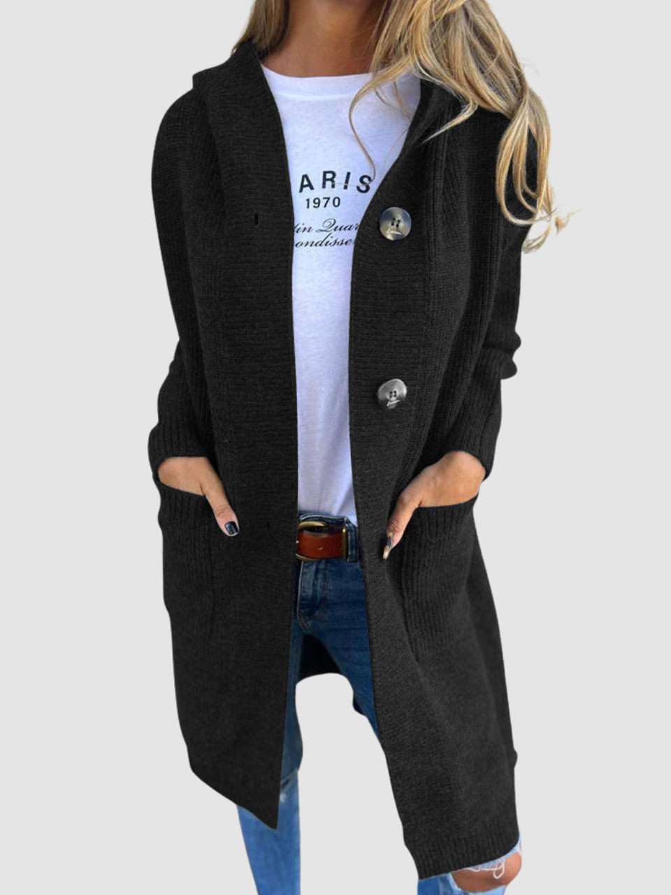 Women’s Longline Hooded Knitted Cardigan