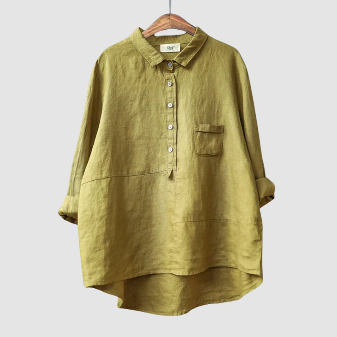 Women’s Oversized Linen-Blend Tunic Shirt