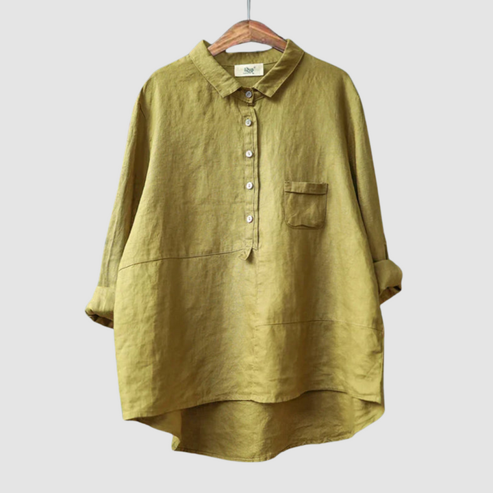 Women’s Oversized Linen-Blend Tunic Shirt