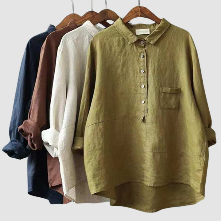 Women’s Oversized Linen-Blend Tunic Shirt