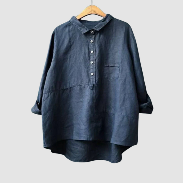 Women’s Oversized Linen-Blend Tunic Shirt