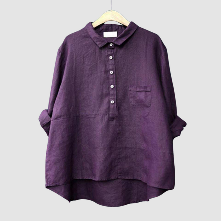 Women’s Oversized Linen-Blend Tunic Shirt