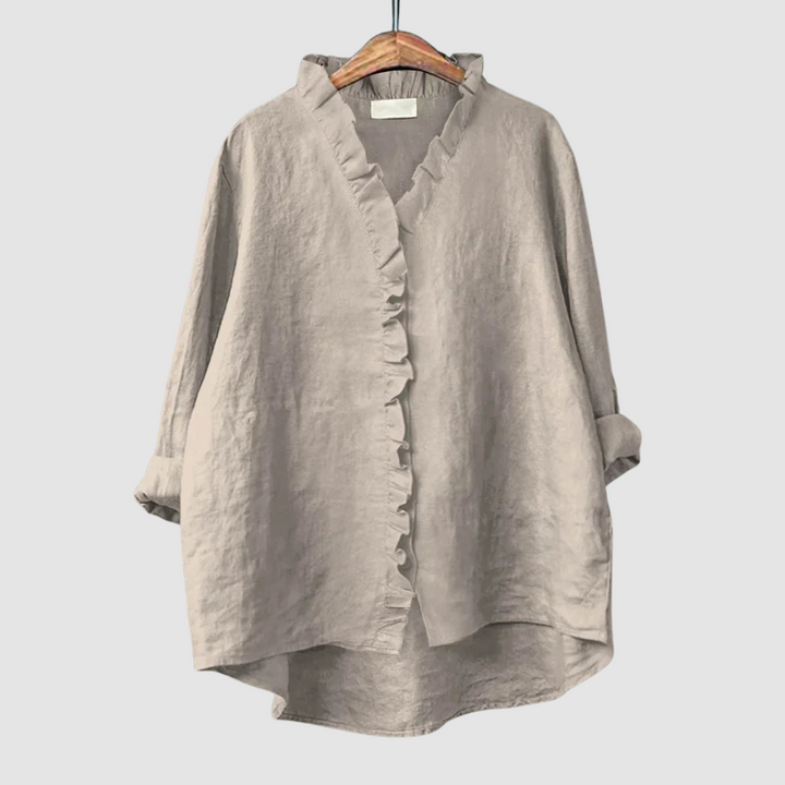 Women’s Ruffle Linen-Blend Blouse