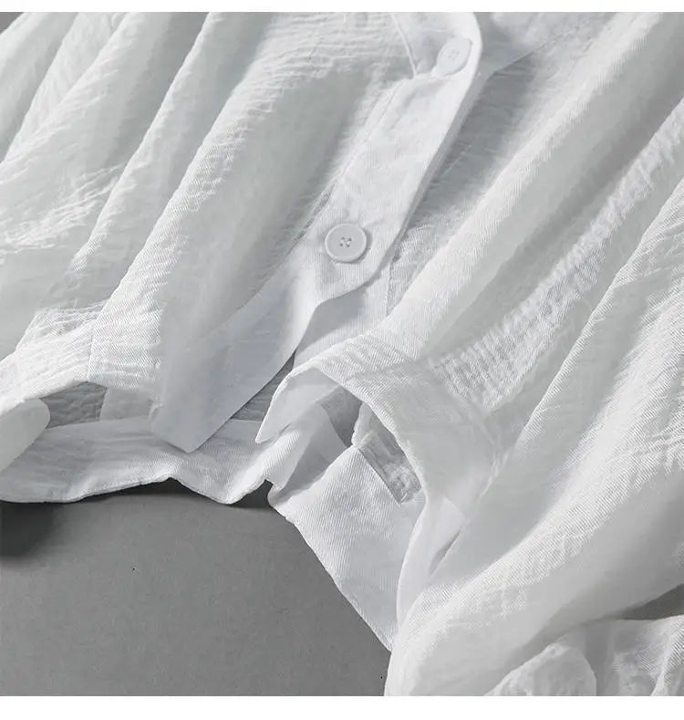 Women’s Linen Balloon-Sleeve Blouse