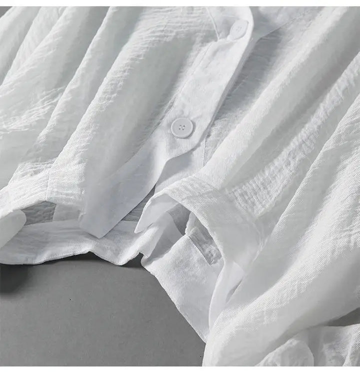 Women’s Linen Balloon-Sleeve Blouse