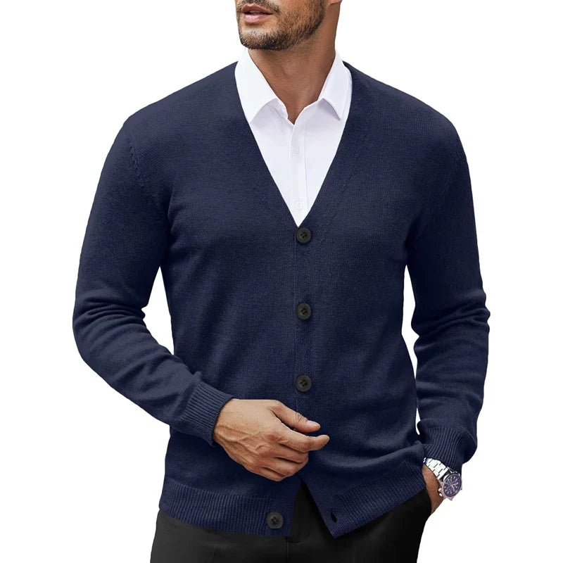 Men’s V-Neck Button-Up Knitted Cardigan
