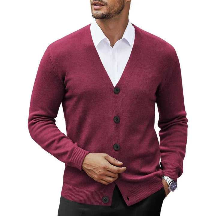 Men’s V-Neck Button-Up Knitted Cardigan