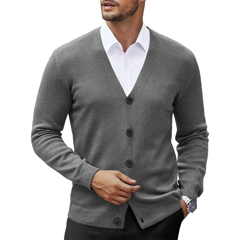 Men’s V-Neck Button-Up Knitted Cardigan