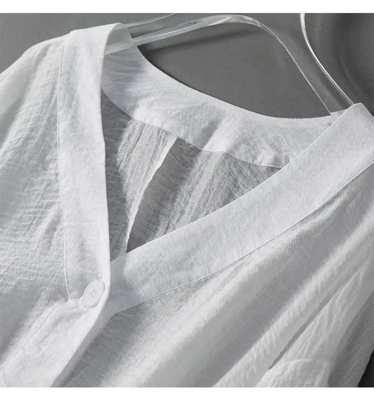 Women’s Linen Balloon-Sleeve Blouse