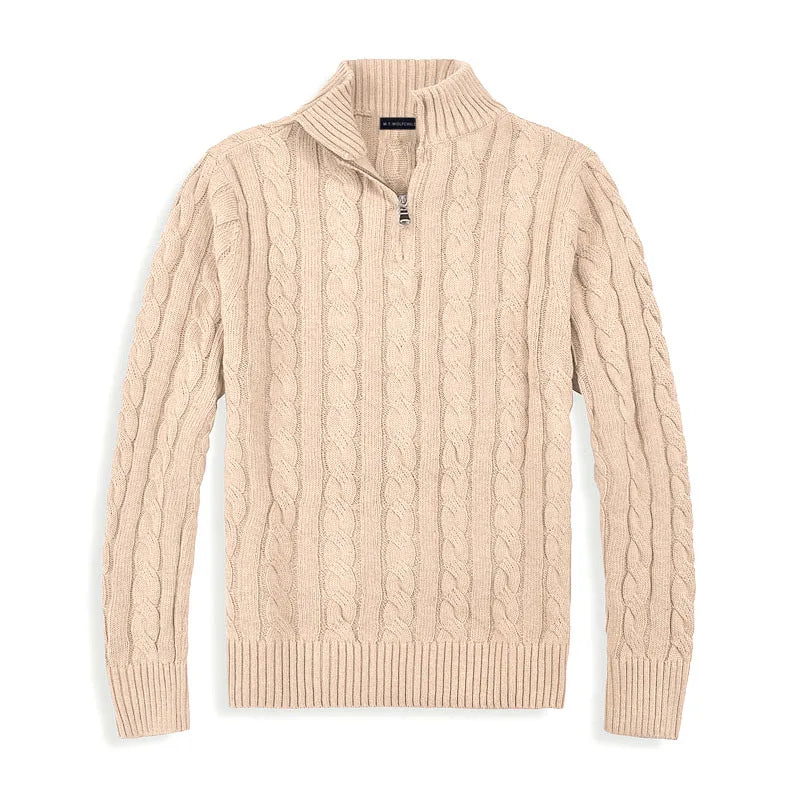 Men’s Cable-Knit Quarter-Zip Jumper