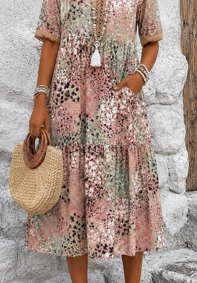 Dorina | V-Neck Dress with Print