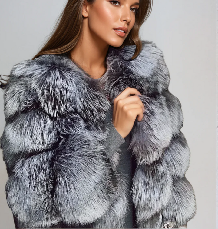 Women’s Striped Faux-Fur Jacket