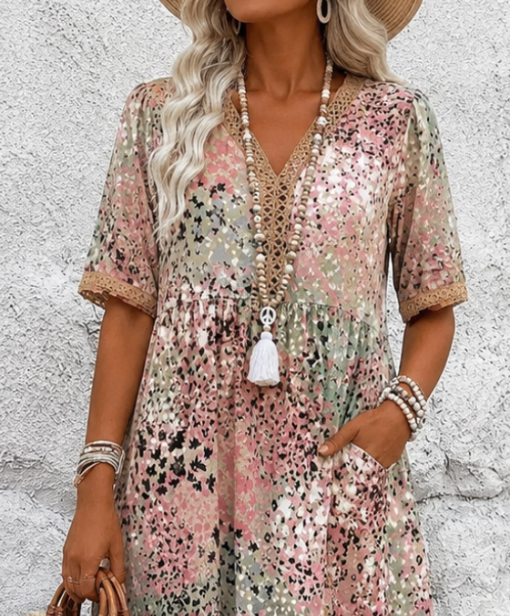 Dorina | V-Neck Dress with Print
