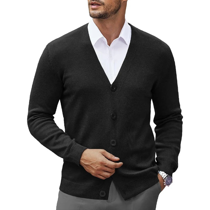 Men’s V-Neck Button-Up Knitted Cardigan