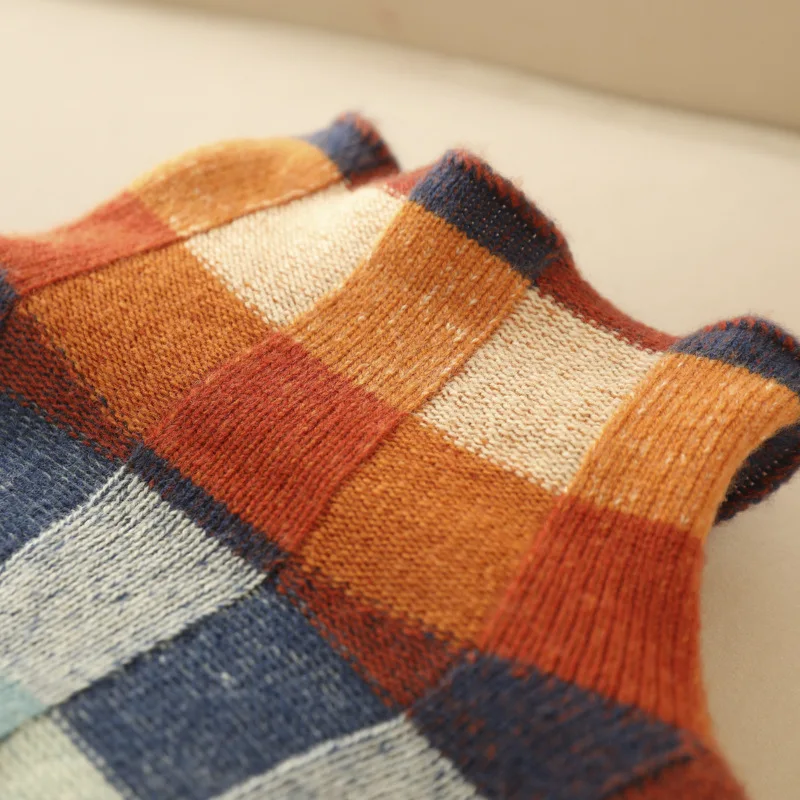 Women’s Oversized Check Roll-Neck Jumper