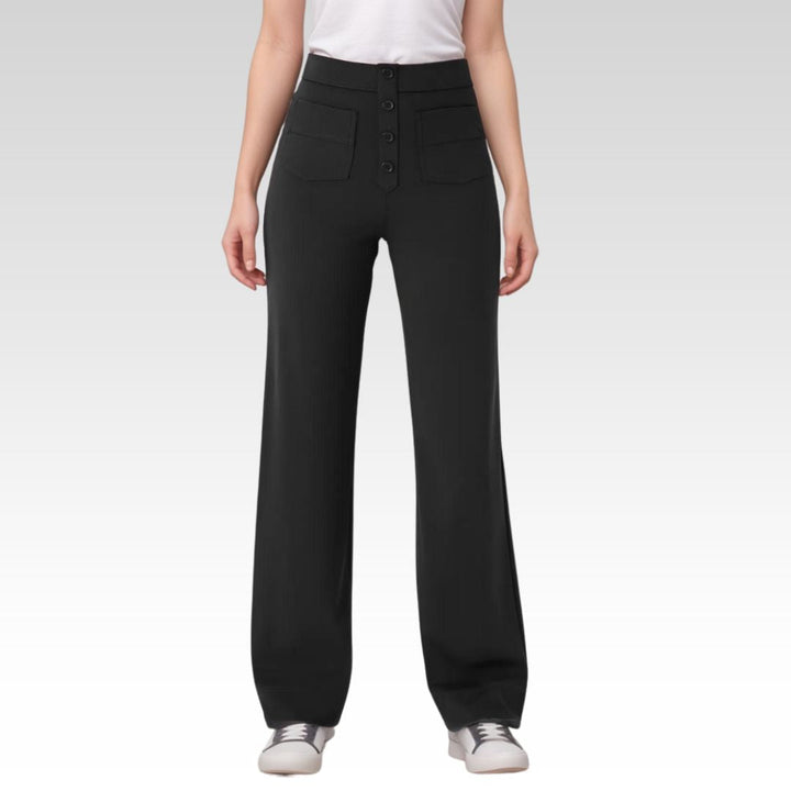 Women’s High-Waisted Button-Front Wide-Leg Trousers